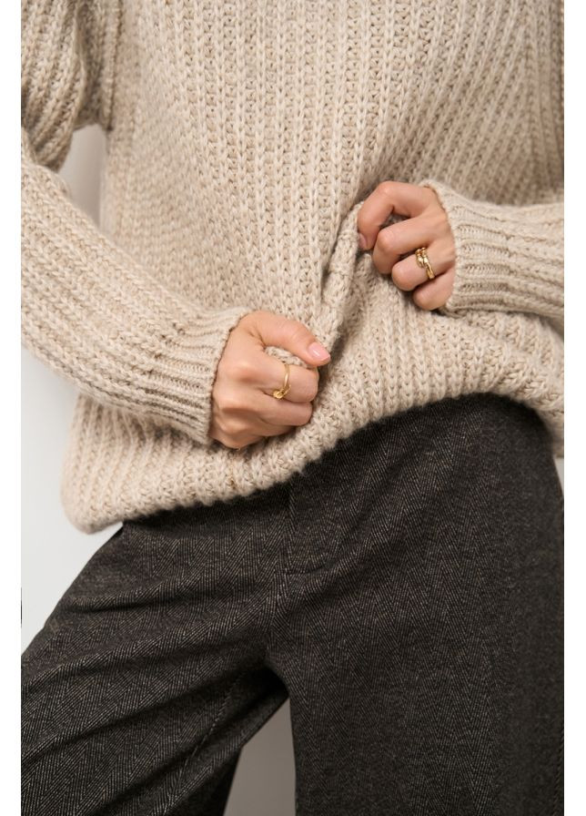 Бежевый зимний свитер из шерсти мериноса и альпаки (2855) Triko Bakh