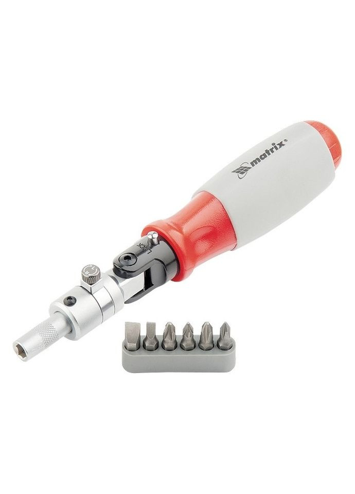 Викрутка реверсивна, поворотна головка + набір біт CrV, 6 шт, 115489 MTX (299485959)