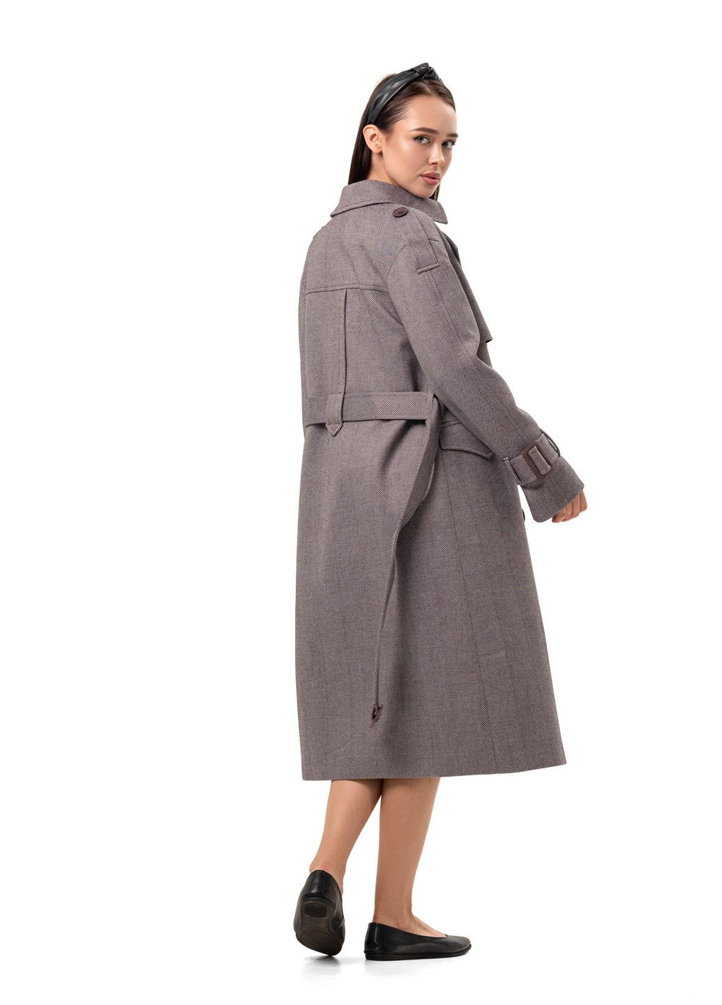 Бордовое демисезонное Пальто Айви марсала (м.елка) Emass