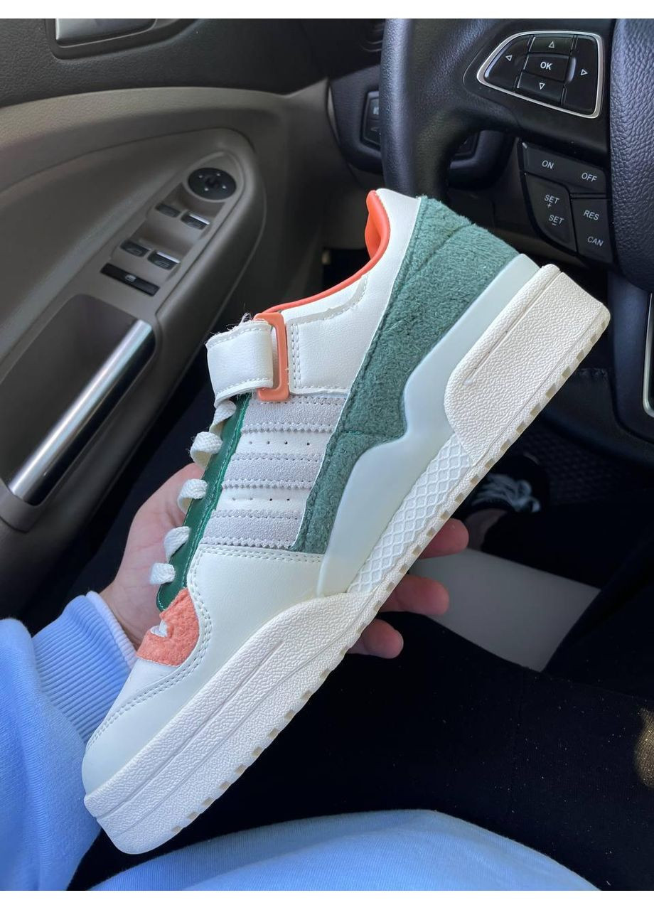 Серые демисезонные кроссовки мужские adidas forum white green v2 адидас форум No Brand