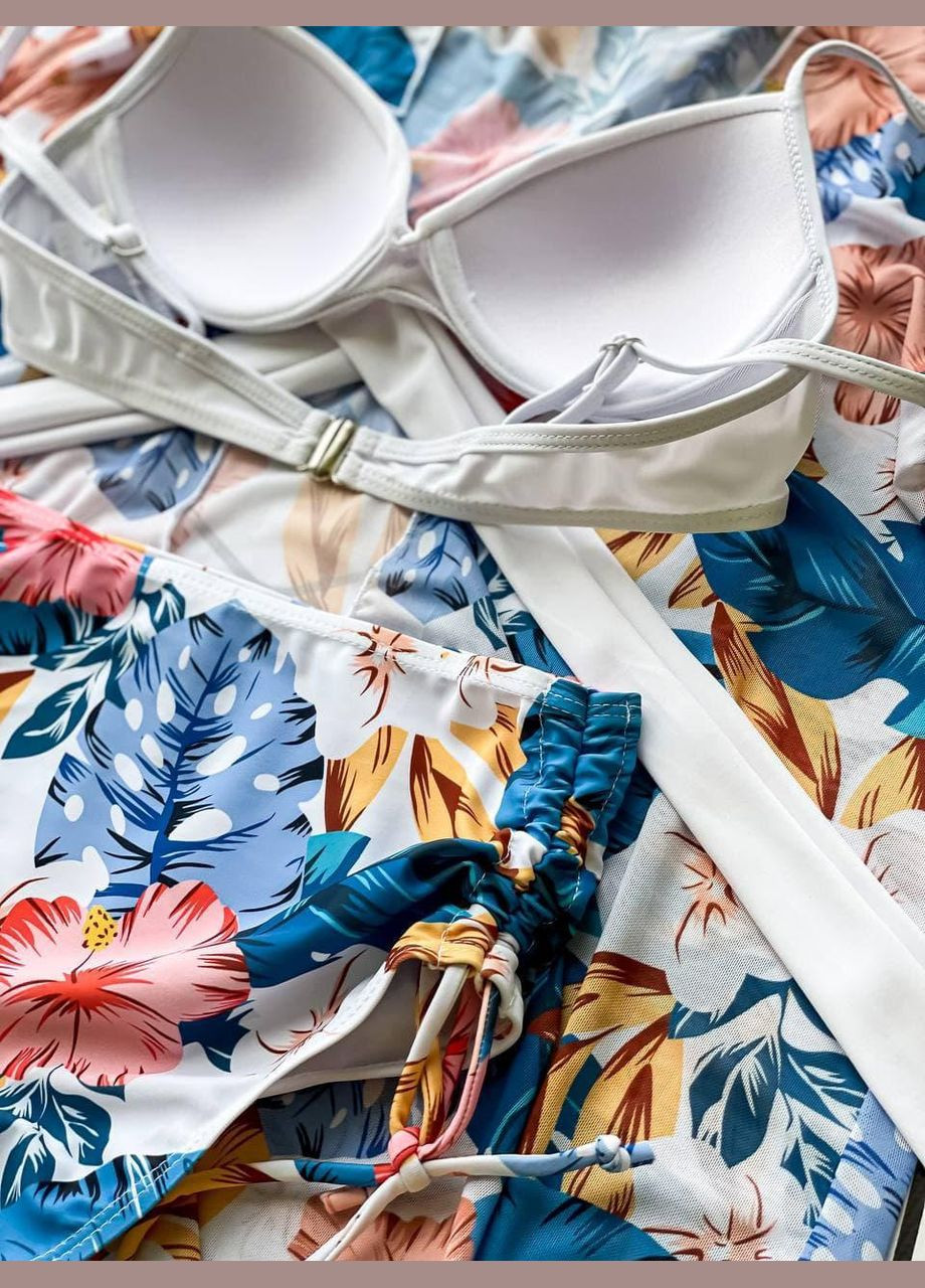 Блакитний літній купальник + туніка (блакитний) роздільний Ghazel