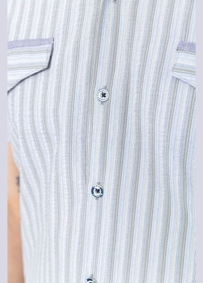 Серо-голубой классическая рубашка в полоску No Brand