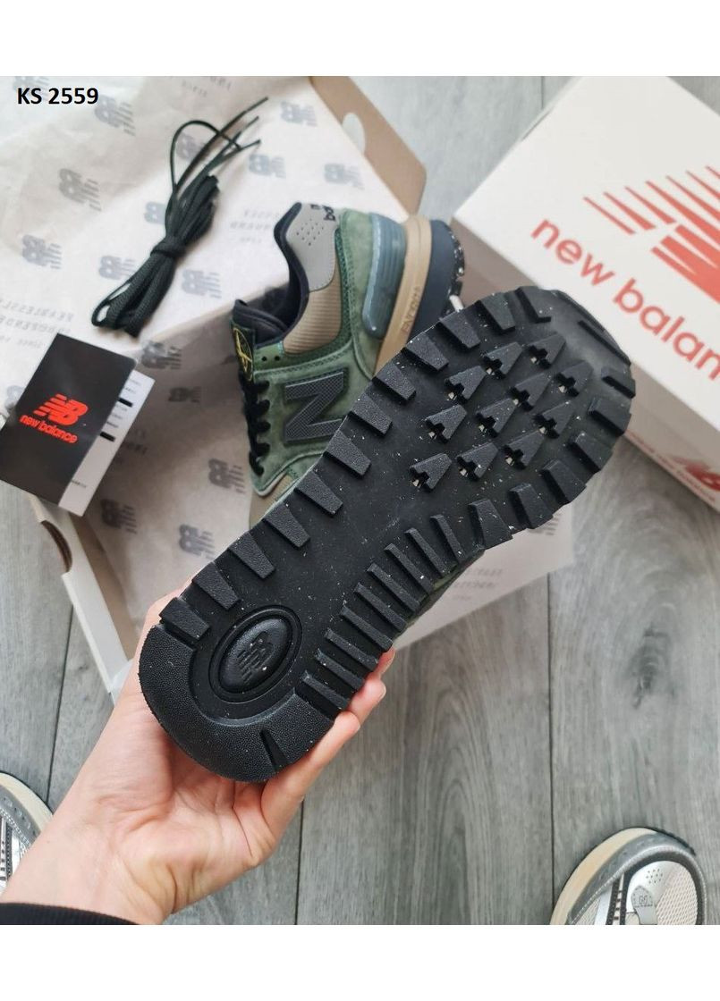 КРОССОВКИ ЖЕНСКИЕ NEW BALANCE 574 STONE ISLAND GREEN GRAY НЬЮ БЕЛАНС 574 No Brand серые демисезоны (368888321)