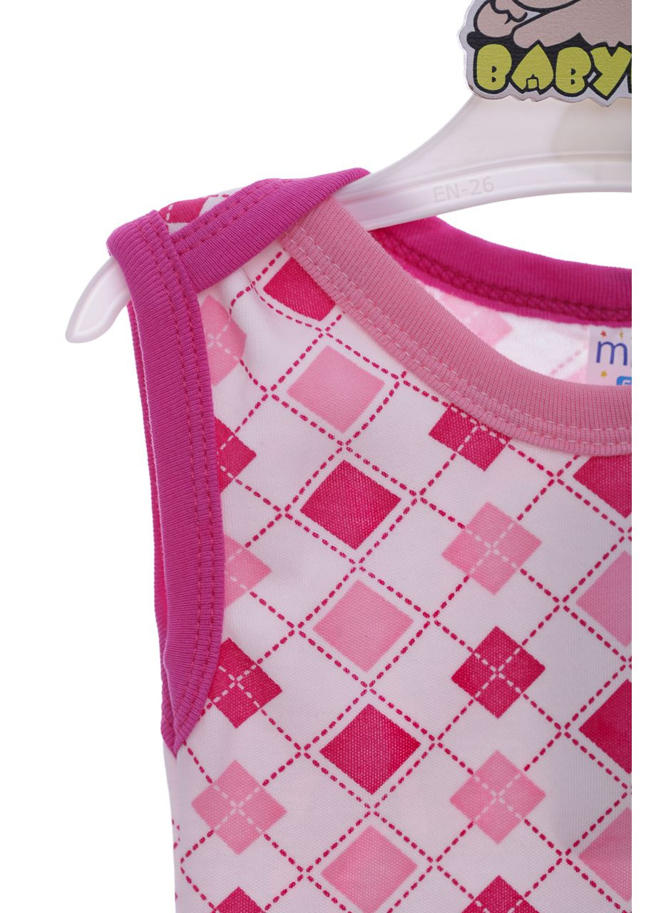 Боді майка для дівчинки У ромбік рожеве бавовна MiniPapi 56 см (37931) BABYKROHA (297199699)