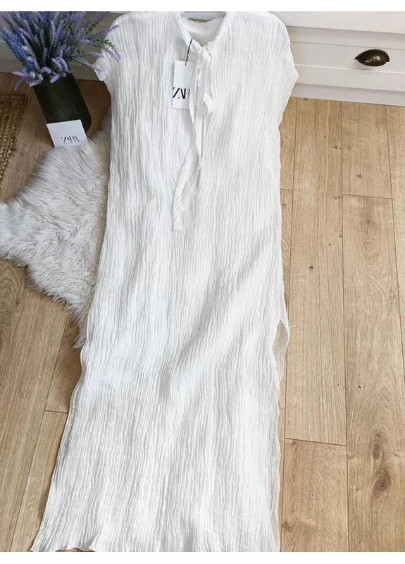 Белое платье-туника из 100%-го льна Zara