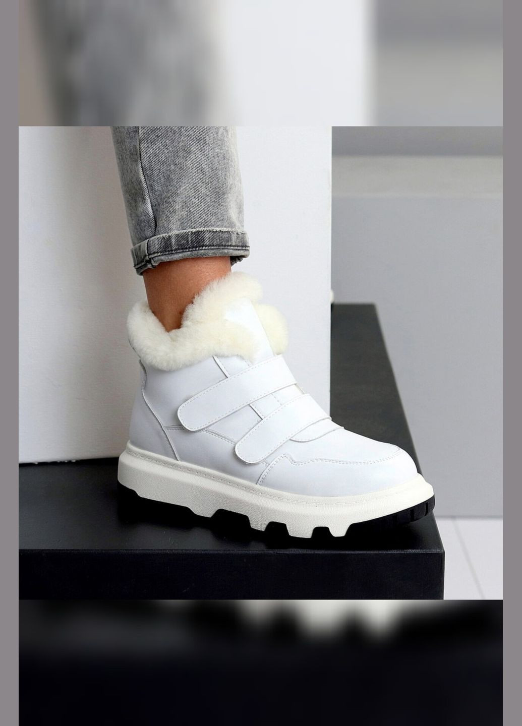 Білі жіночі зимові спортивні теплі для жінок на хутрі зима утеплені на липучках Viki кросівки білі зими (307059468)