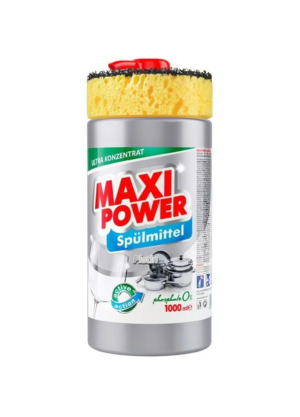 Средство для мытья посуды Платинум с губкой, 1 л Maxi Power (328394478)