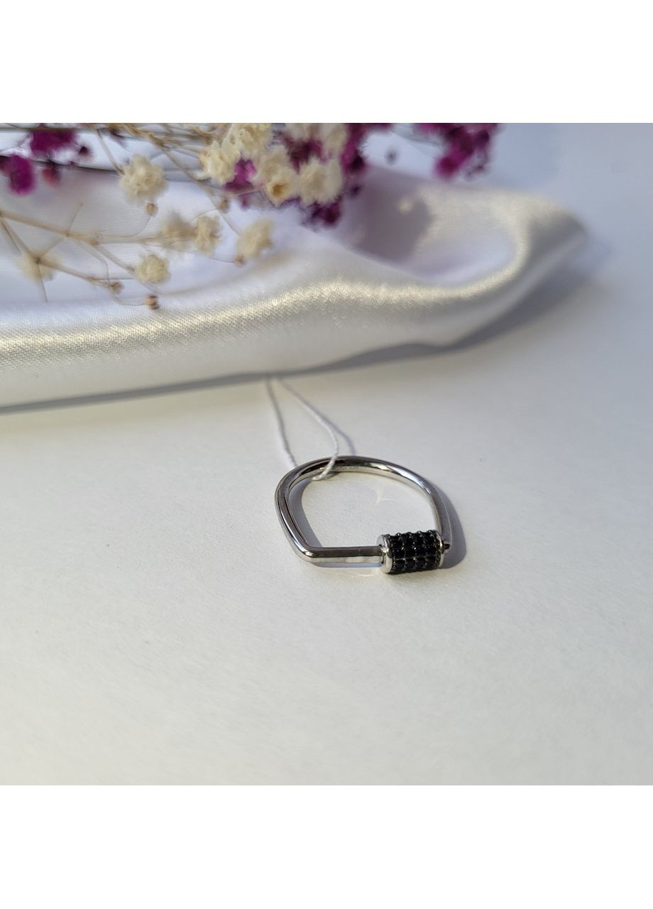 Серебряное кольцо Боченок с Черными камнями 17.5 размер серебро 925 пробы Родированное 956к 2.1 No Brand (306741598)