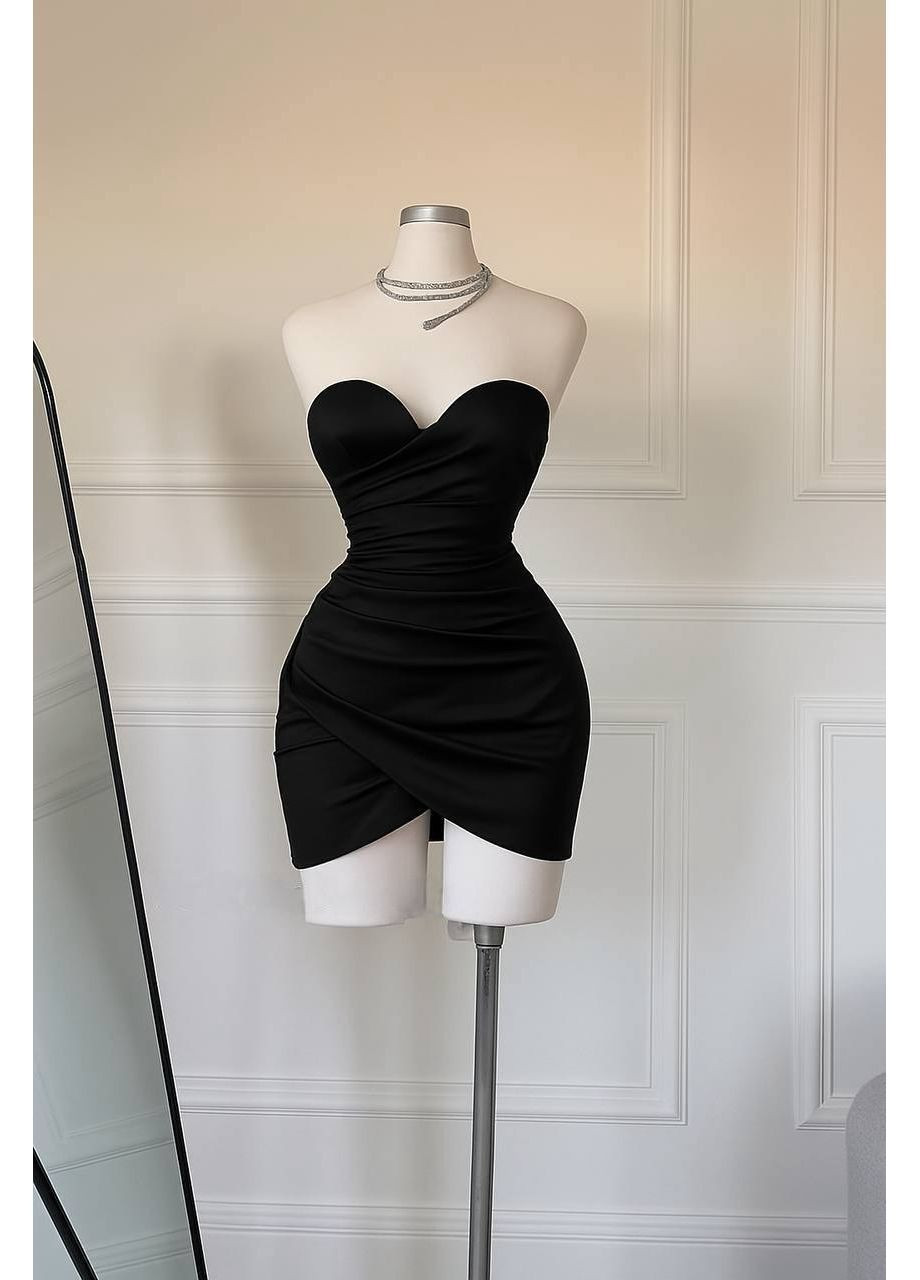 Черное повседневный, вечернее, кэжуал женское платье с открытыми плечами FINO Mode однотонное