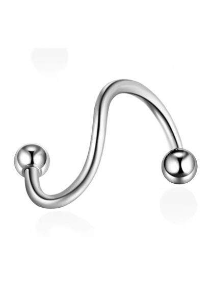 Сережка для пірсингу Твістер спіраль з кульками з хірургічної сталі 316L для брів губ вуха Сталистий 8 мм x 1.2 мм х 3 мм Finding (324250391)