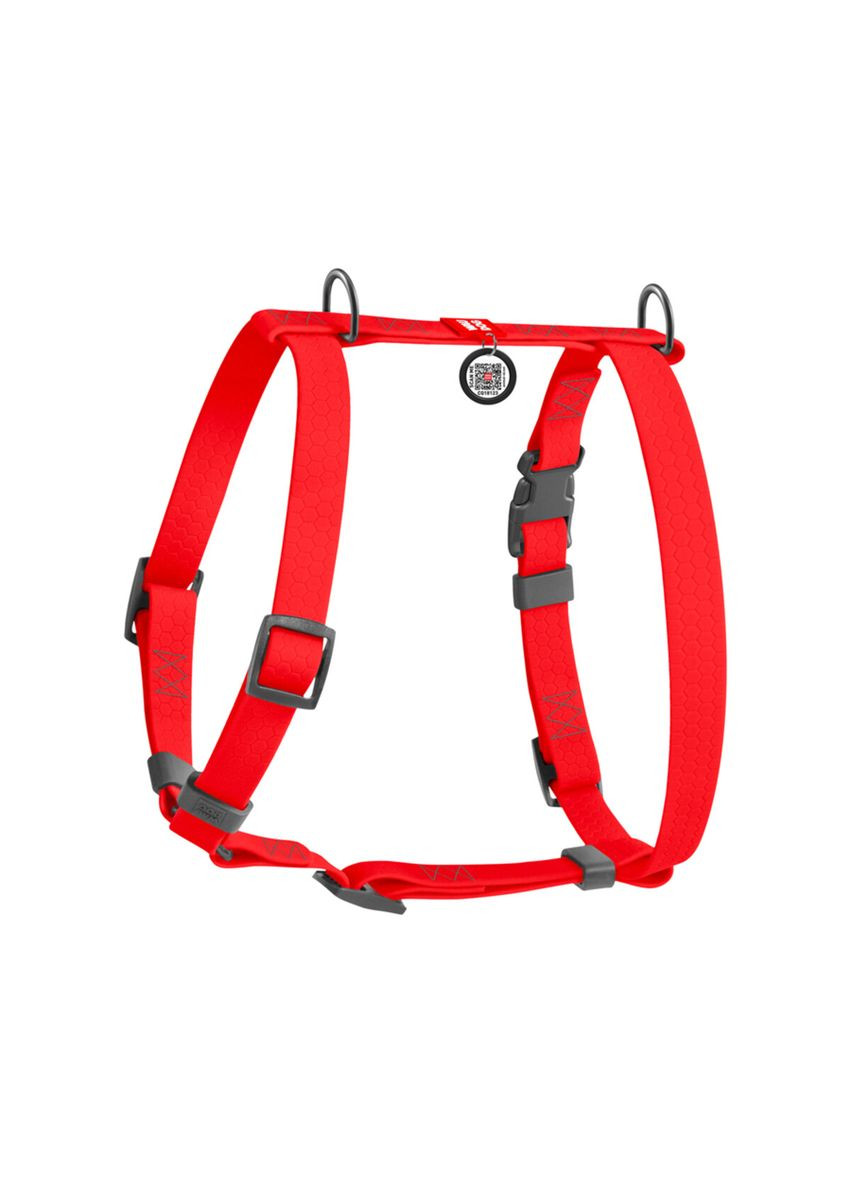 Шлея для собак водостійка анатомічна Waterproof з QR-паспортом, L, Ш 25 мм, А 50-85 см, В 60-100 см, червоний WAUDOG (322643028)