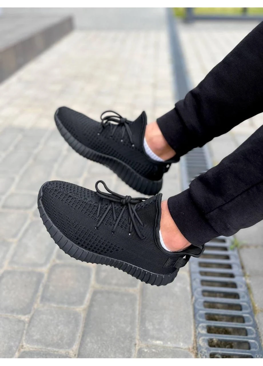 Черные демисезонные кроссовки мужские adidas yeezy boost 350 v2 black 2 адидас изи буст черные No Brand