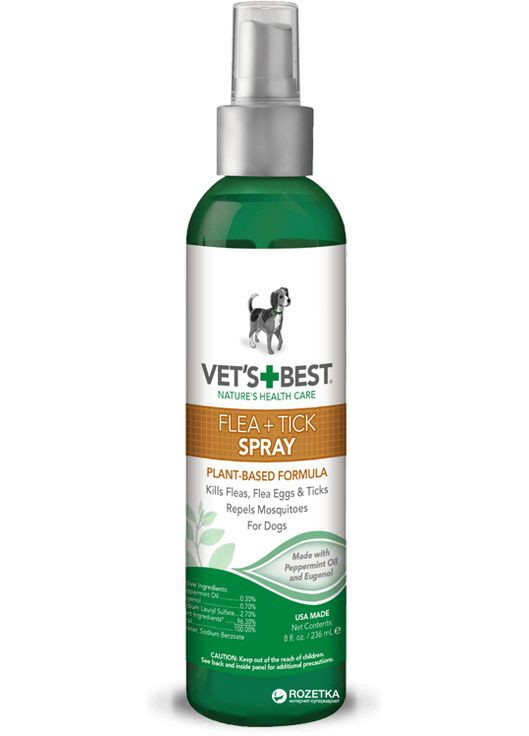 Спрей VET`S BEST Flea & Tick Spray от блох, клещей и москитов для собак 236 мл (vb10346) Vet's Best (293276893)