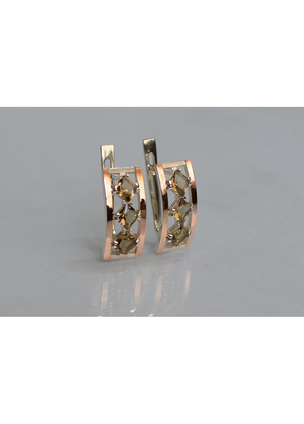 Серебряные серьги с золотыми вставками Silver Style (366813185)