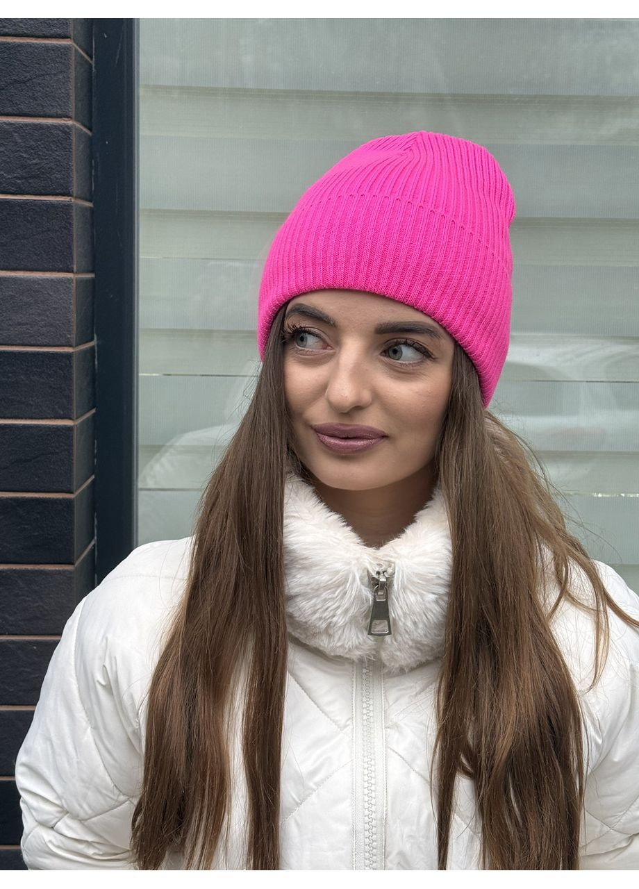 Шапка женская зимняя с флисом молочная No Brand (369176256)