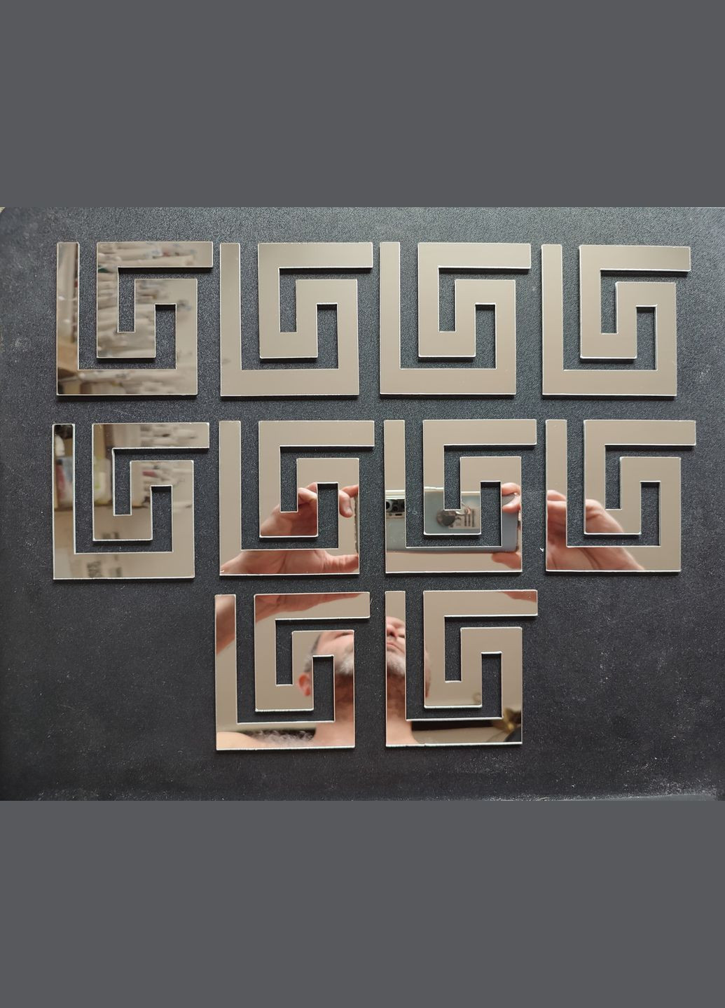 Дзеркальні акрилові наклейки Орнамент срібний 8 х 8 см 10 шт набор Б153-10 No Brand (302242047)