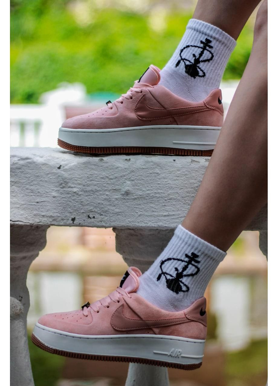 КРОССОВКИ ЖЕНСКИЕ NIKE AIR FORCE 1 SAGE PINK WHITE 1 НАЙК АИР ФОРС 1 ПРЕМИУМ No Brand розовые демисезоны (369389468)