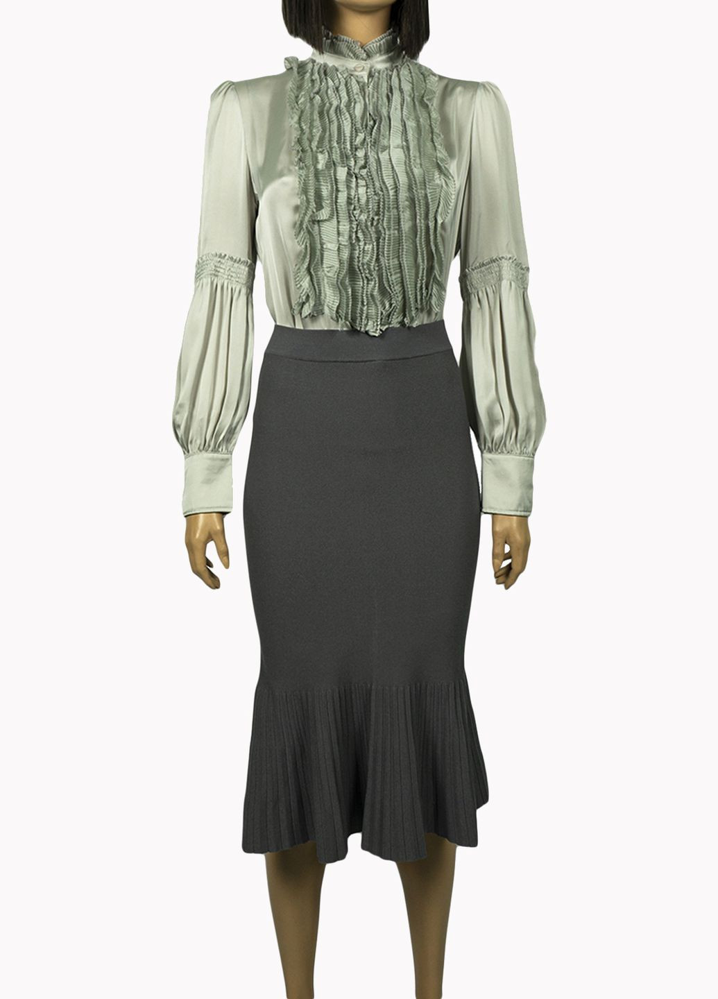 Салатовая демисезонная женская блуза с жабо lw-906003 салатовый Lowett