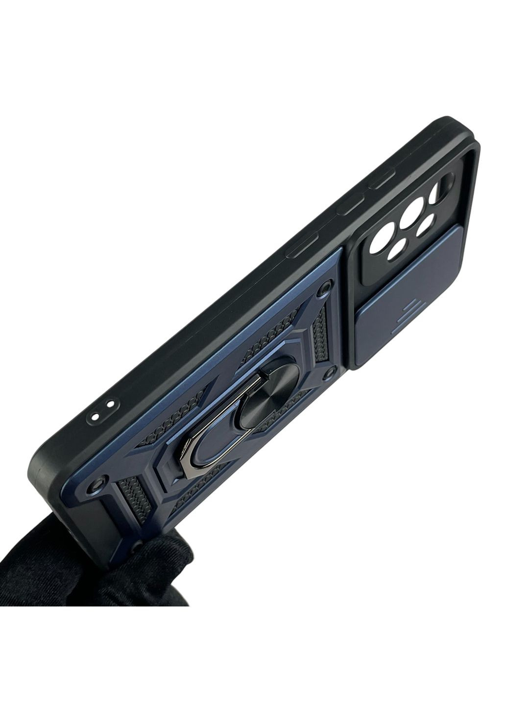 Чехол для Galaxy A52s (SM-A528) бронированный с кольцом со шторкой на самсунг а52с тёмно-синий rg1 Samsung (366019986)