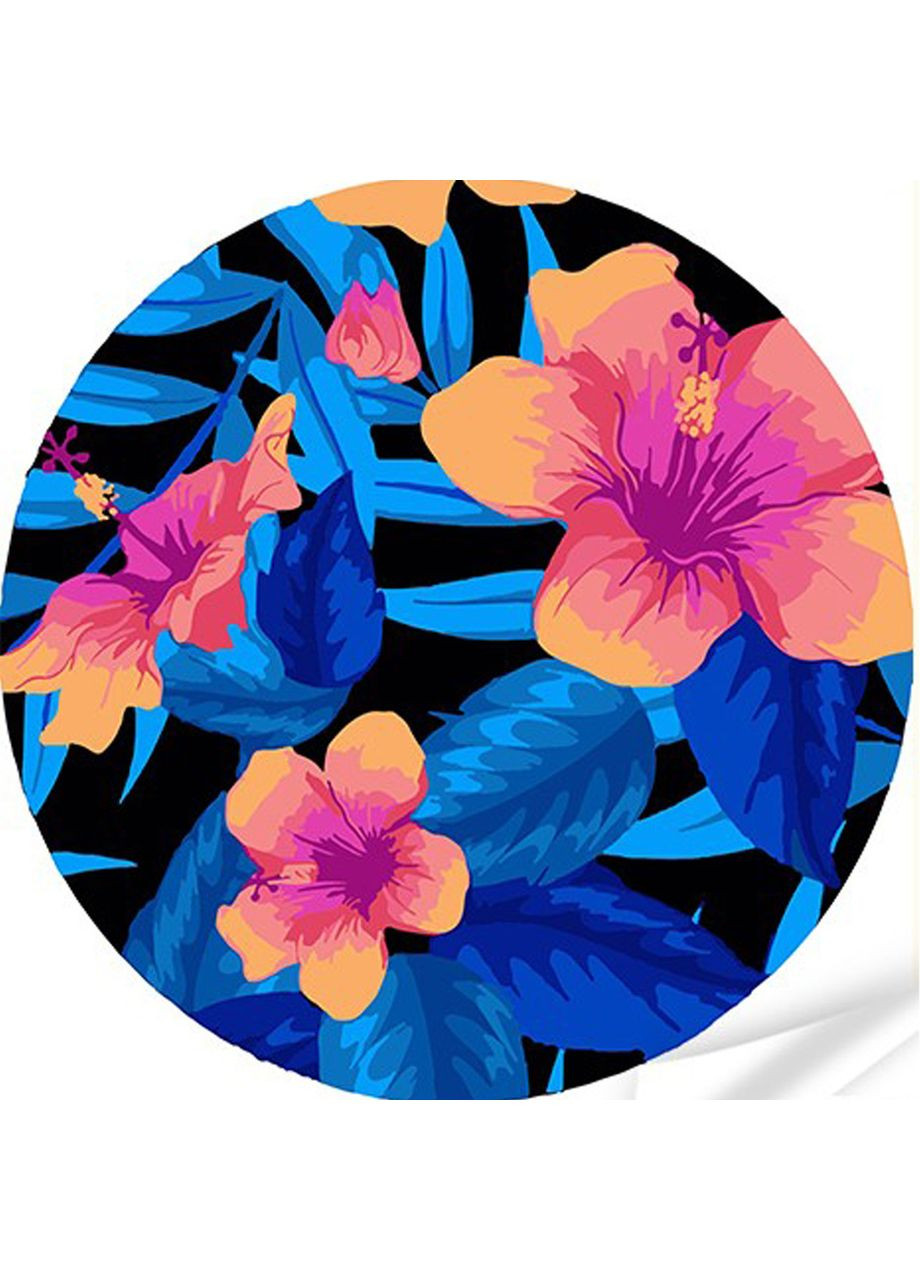 Вініл за номерами для дорослих і дітей 10+ Гібіскус акриловий розвивальний синій см Strateg (362421466)