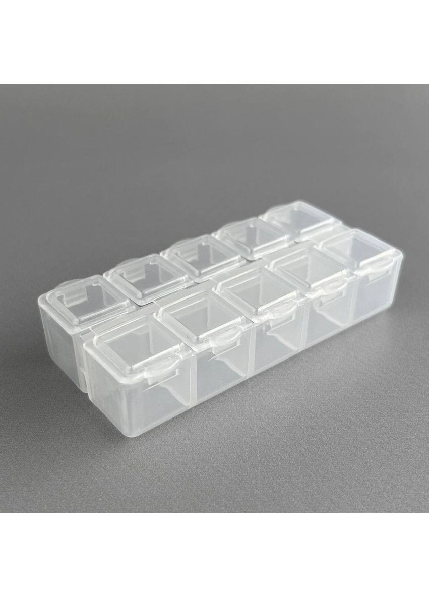Органайзер мини 8,5х3,8 см на 10 ячеек для мелочей – прозрачный Plus-plus (354795589)