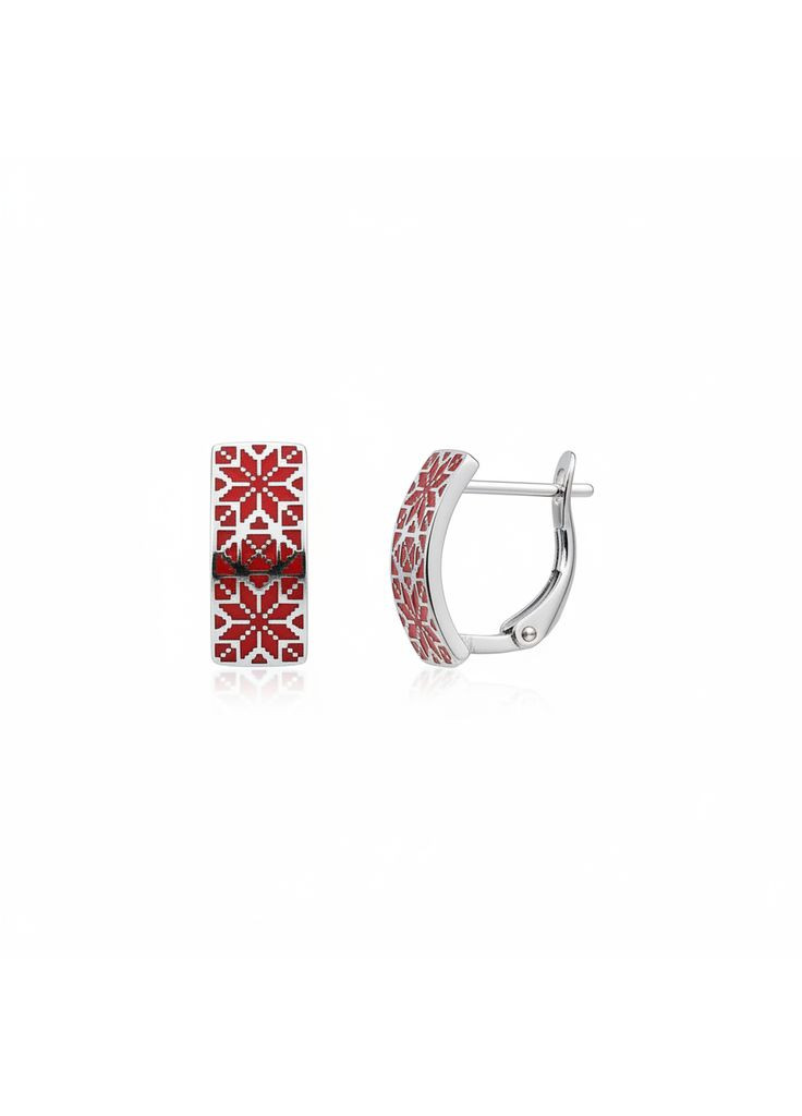 Серьги серебряные с эмалью Вышиванка красная А046ск No Brand (334728984)