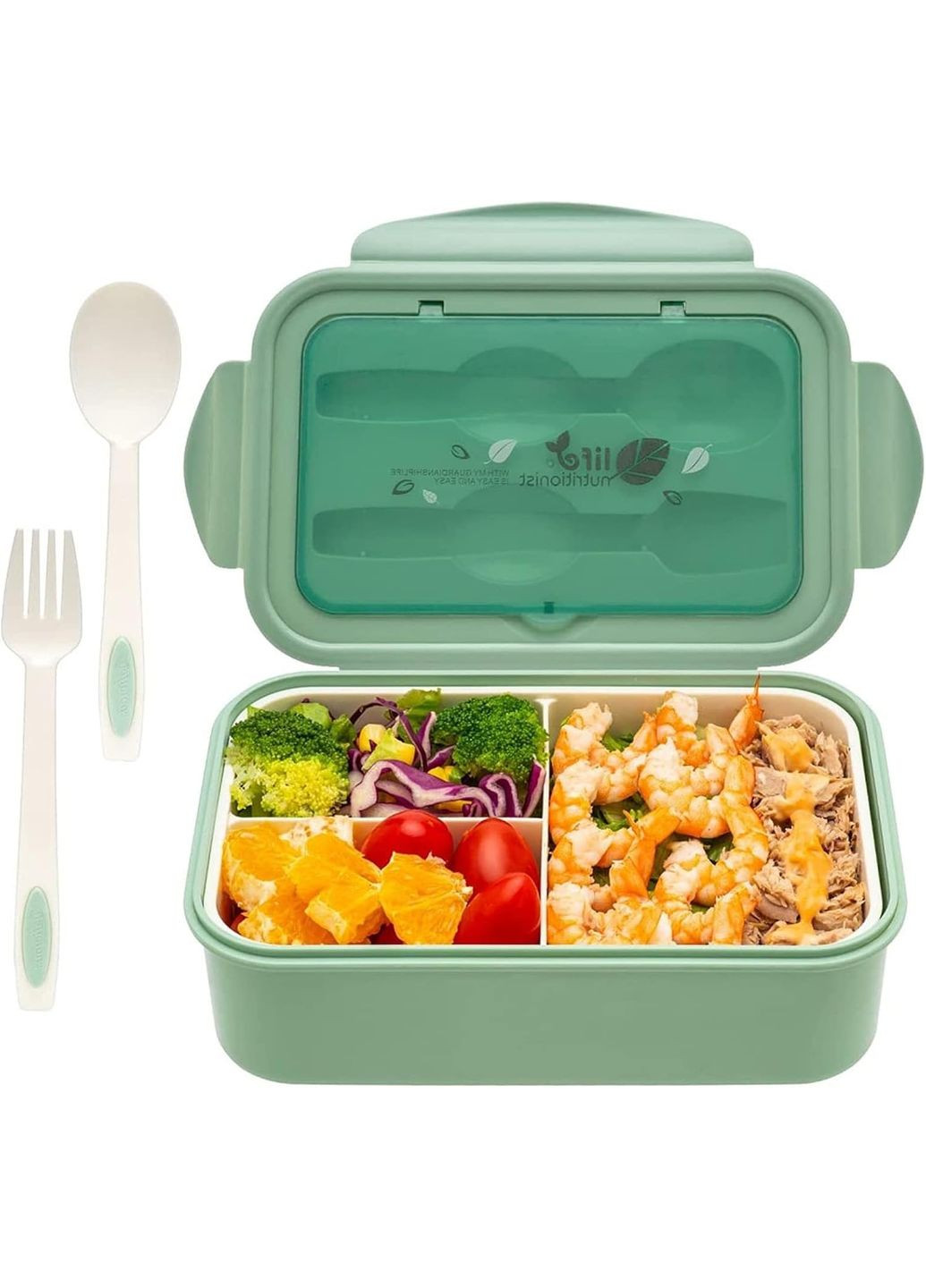 Набор для еды с собой - пластиковый ланч бокс с приборами и термосумка LIFE 1400 мл, бирюзовый More (317253927)