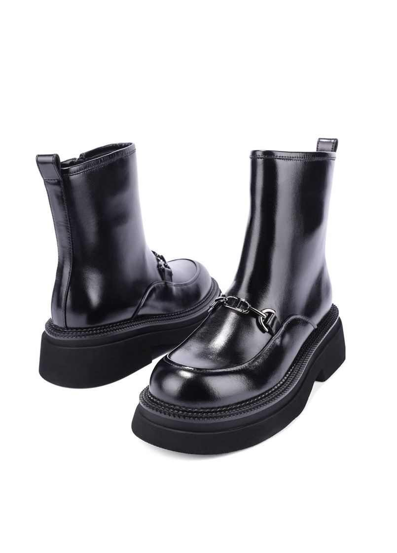 Осенние женские ботинки 318-11 черный масло кожа MIRATON