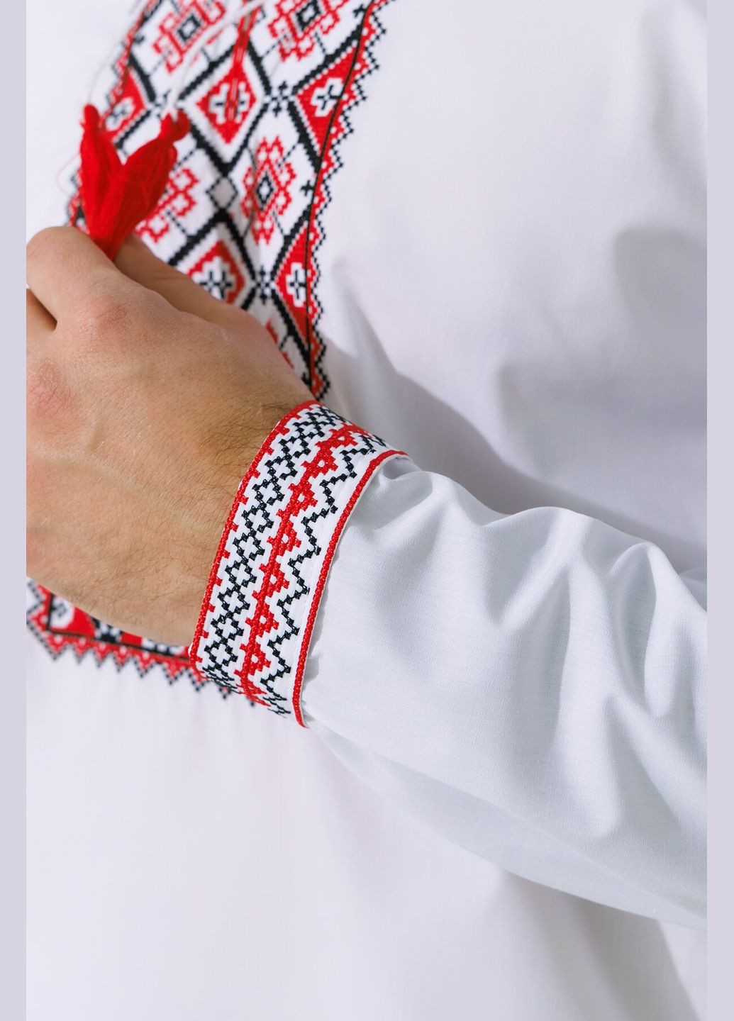 Белая рубашка вышиванка мужская француз бело-красный shop (2000990330505) (364723919)