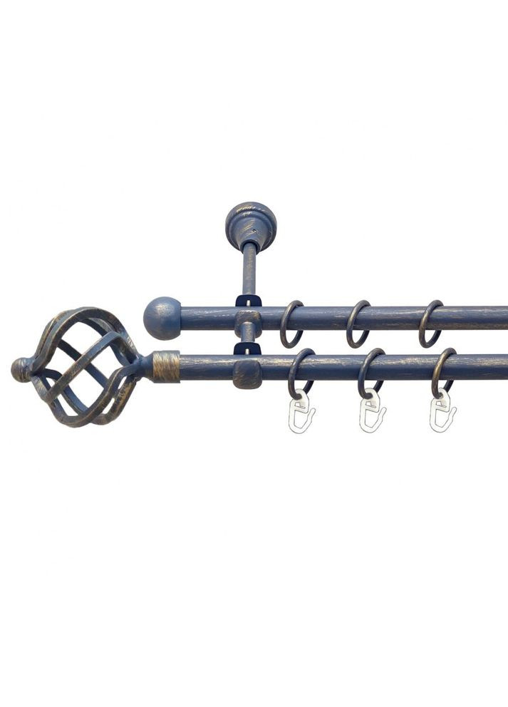 Карниз Ажур металлический двухрядный открытый гладкая труба Лазурь Золотая 16\16 мм 200 см (00-00015622) ORVIT (300280437)