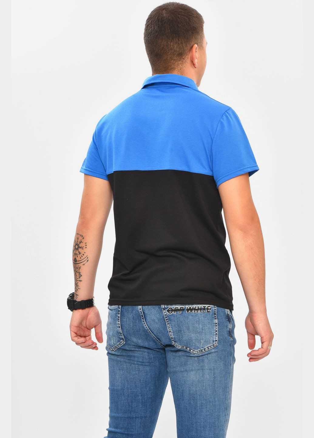 Синя футболка чоловіча поло синього кольору Let's Shop