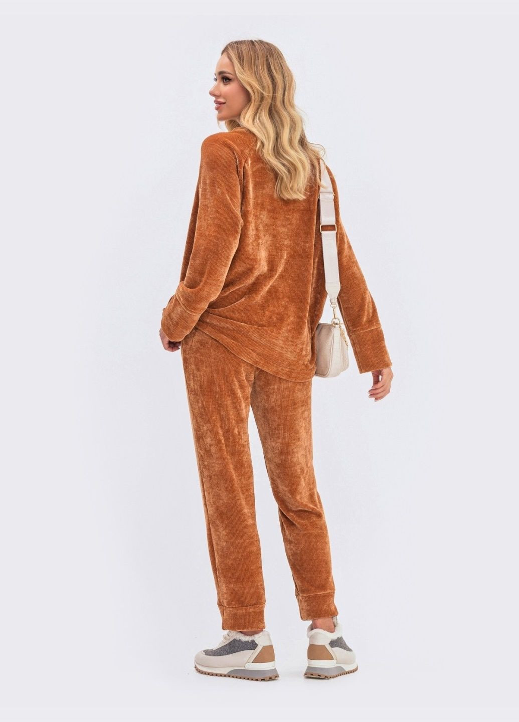 брючный костюм из велюра коричневого цвета Dressa (308260788)