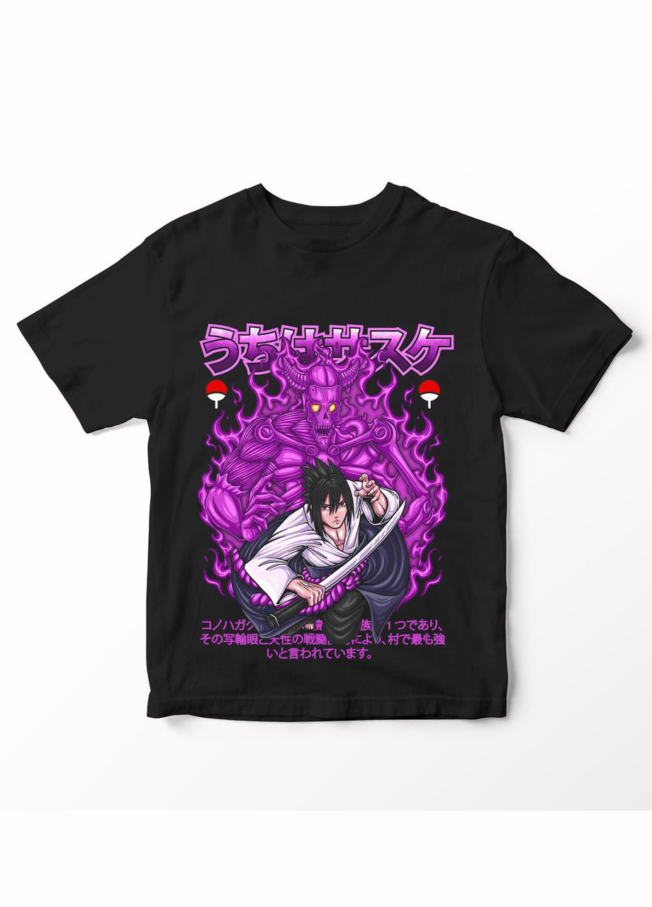 Черная футболка с аниме принтом наруто-59 No Brand