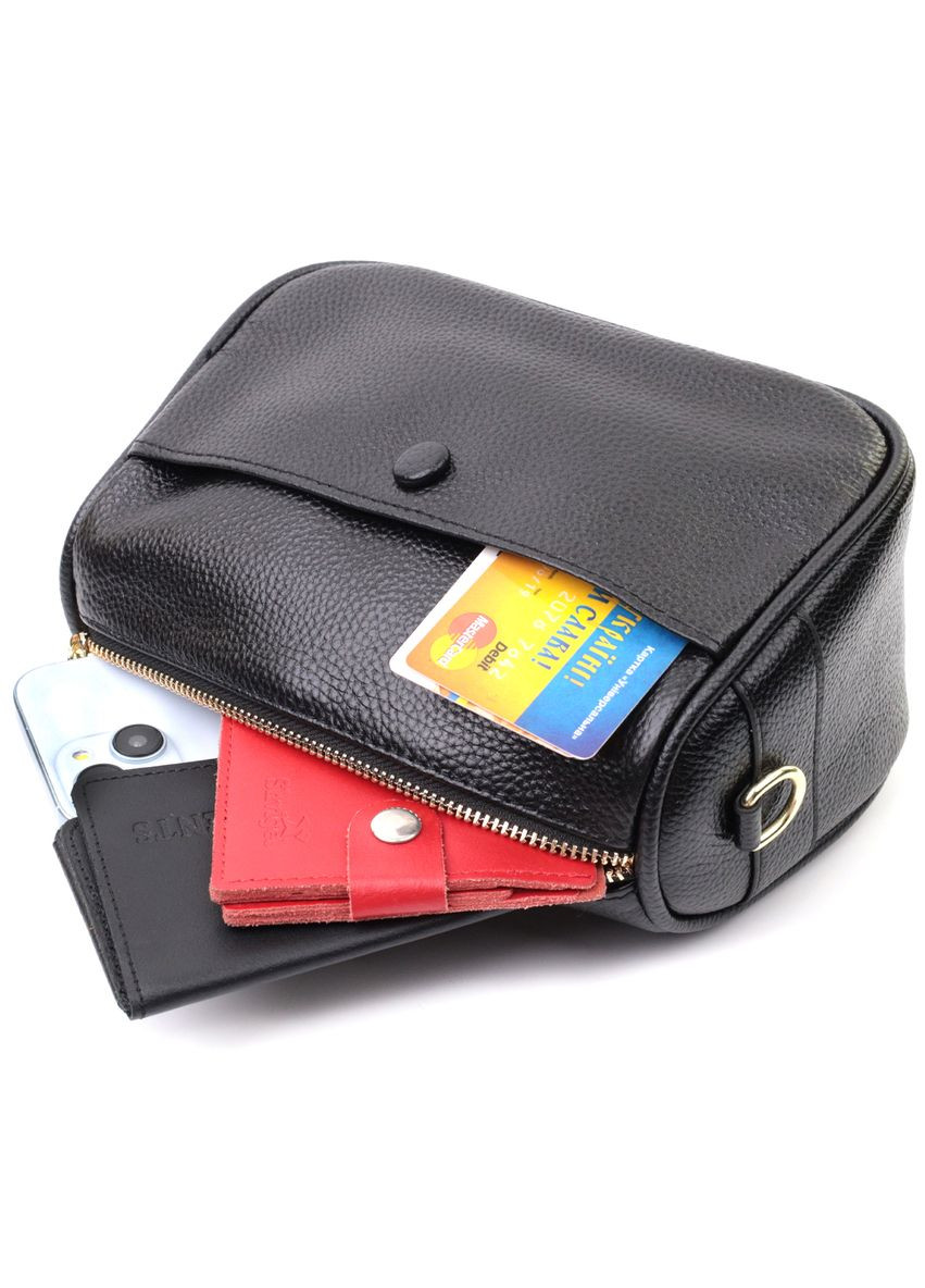 Сумка через плечо кросс-боди женская кожаная 22590 Черный Vintage (302007693)