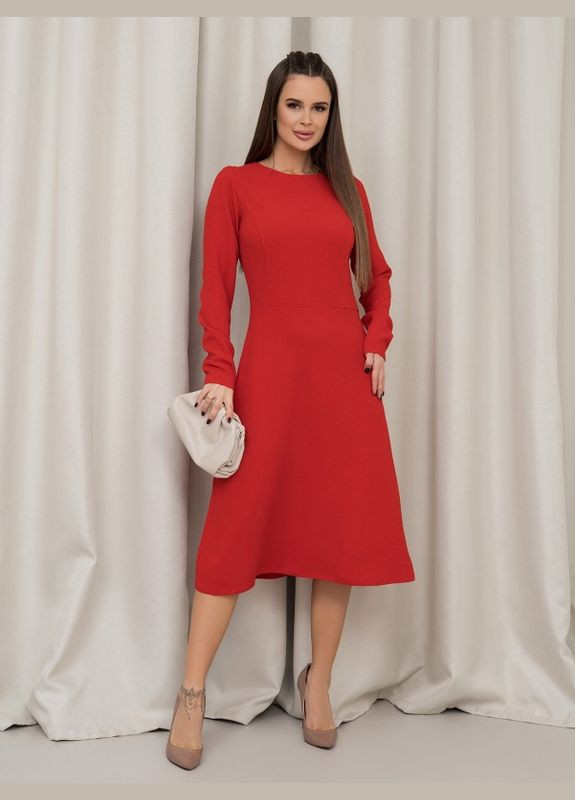 Красное деловое красное платье классического силуэта ISSA PLUS однотонное
