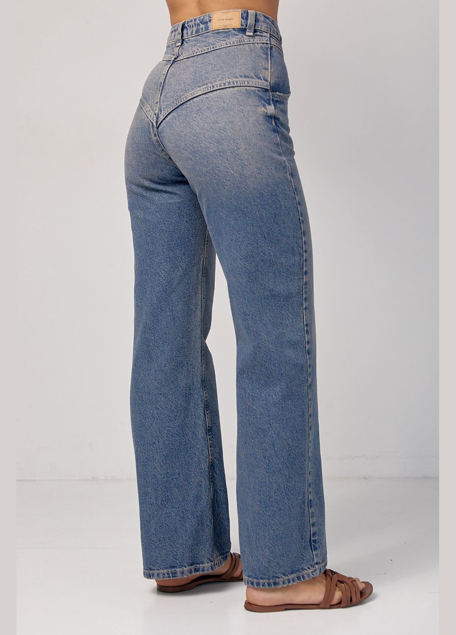 Жіночі джинси Straight із фігурною кокеткою - синій Lurex - (289060701)