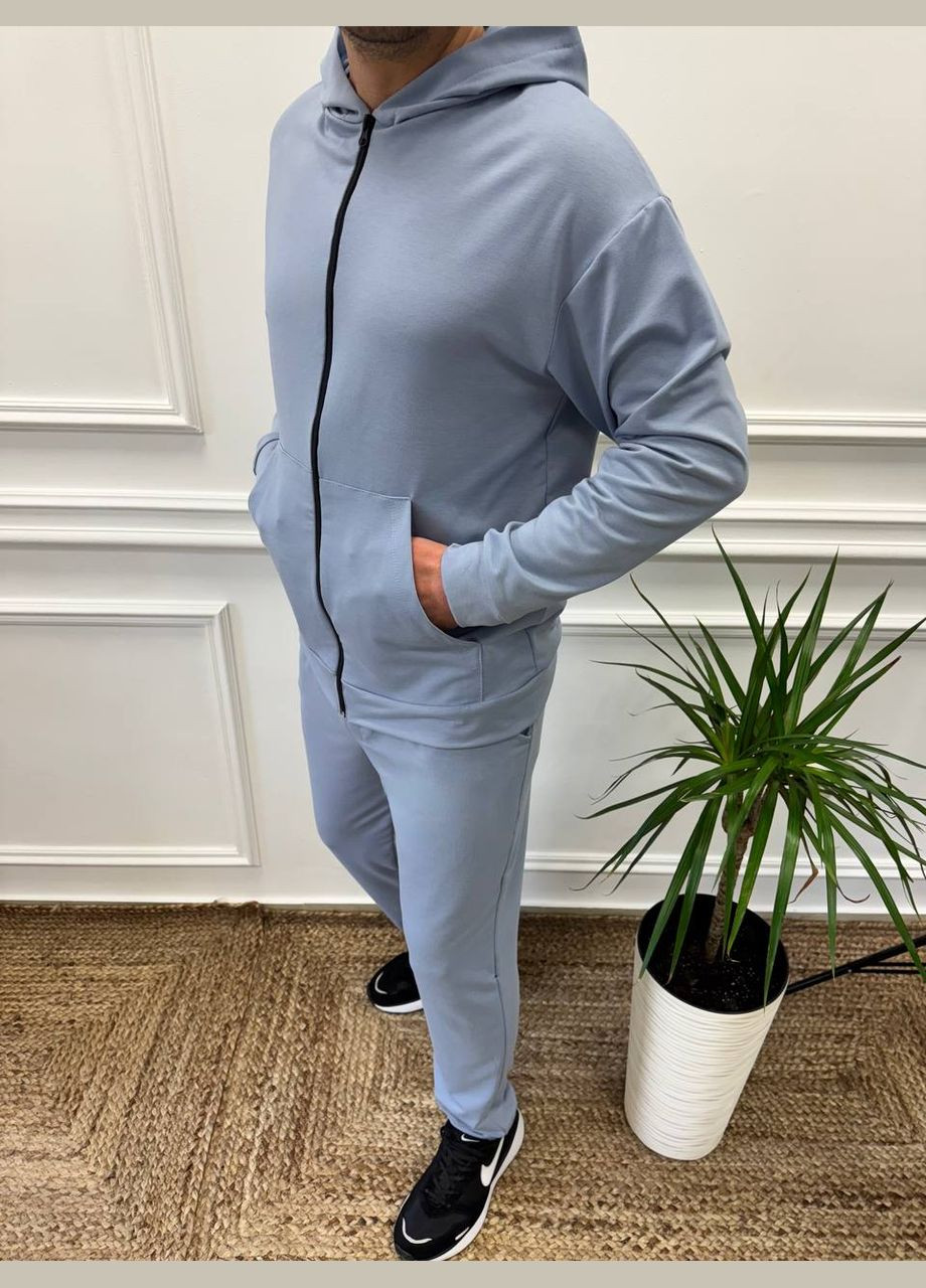 Сірий костюм на блискавці No Brand