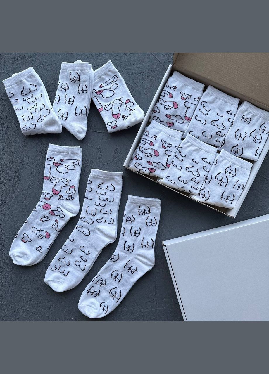 Белые носки мужские и женские с прикольным рисунком, хлопок. Україна (347579763)