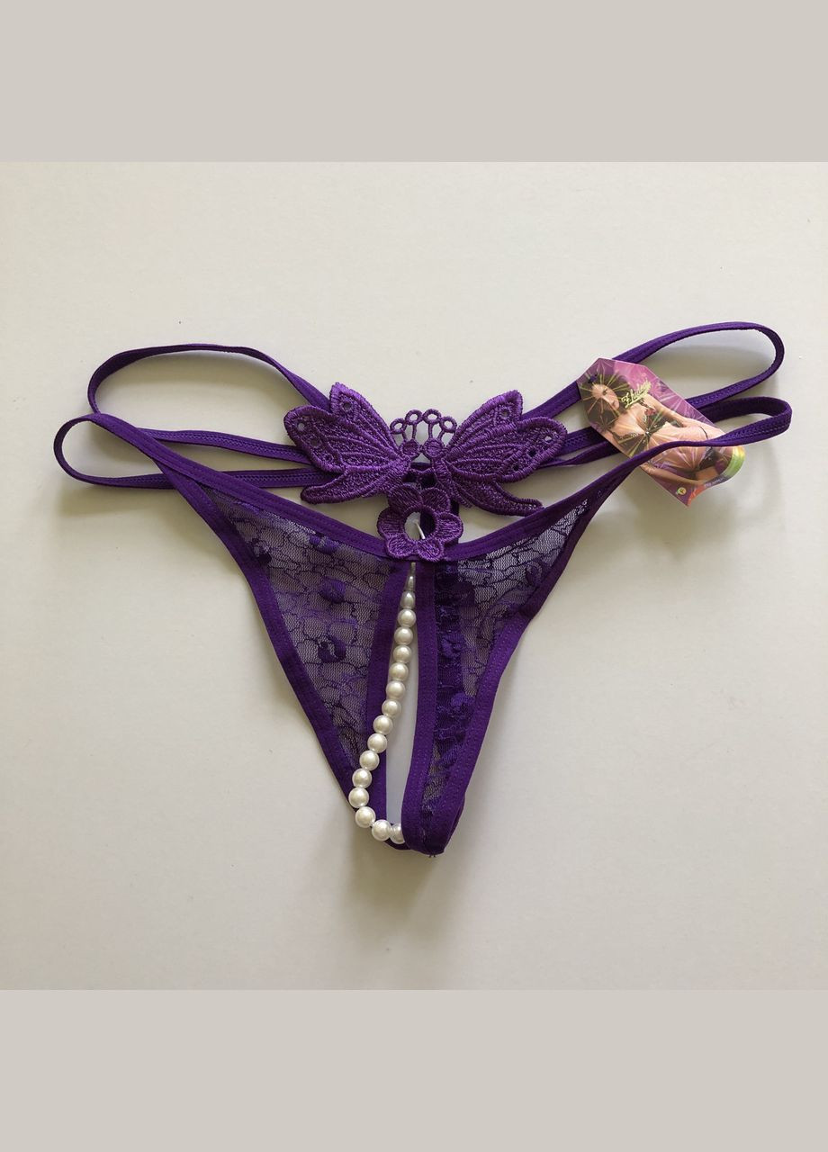 Кружевные трусики с открытым доступом и нитью жемчужин Sexy XS/S/М (8-30) No Brand (312005231)