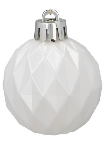 Ялинкові пластикові кульки Chomik 16 шт сріблясті та білі для новорічного декору прикраси для ялинки ProDobro (367267002)