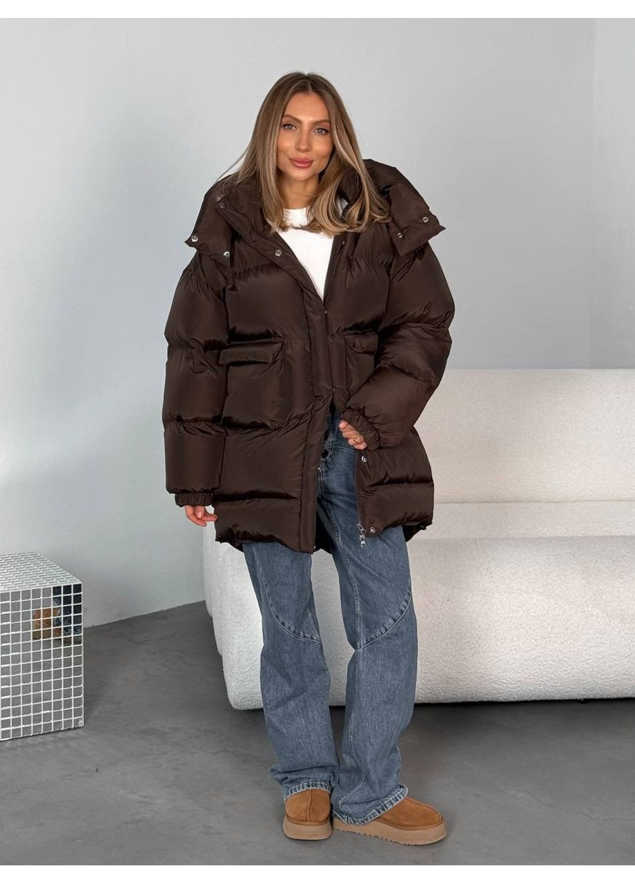 Темно-коричневий зимній Пуховик milirud