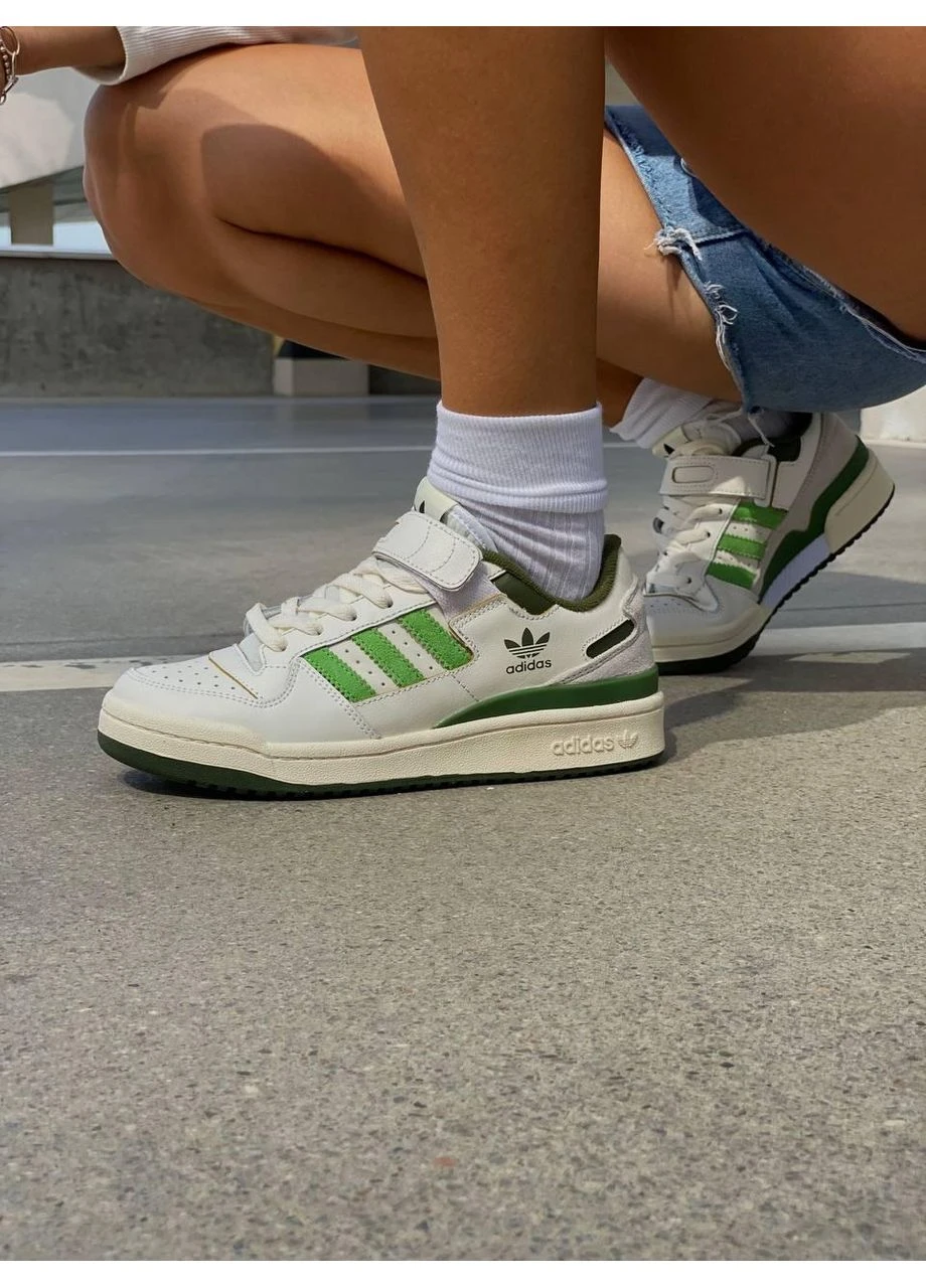 Білі літні кросівки adidas new forum white green адідас форум No Brand