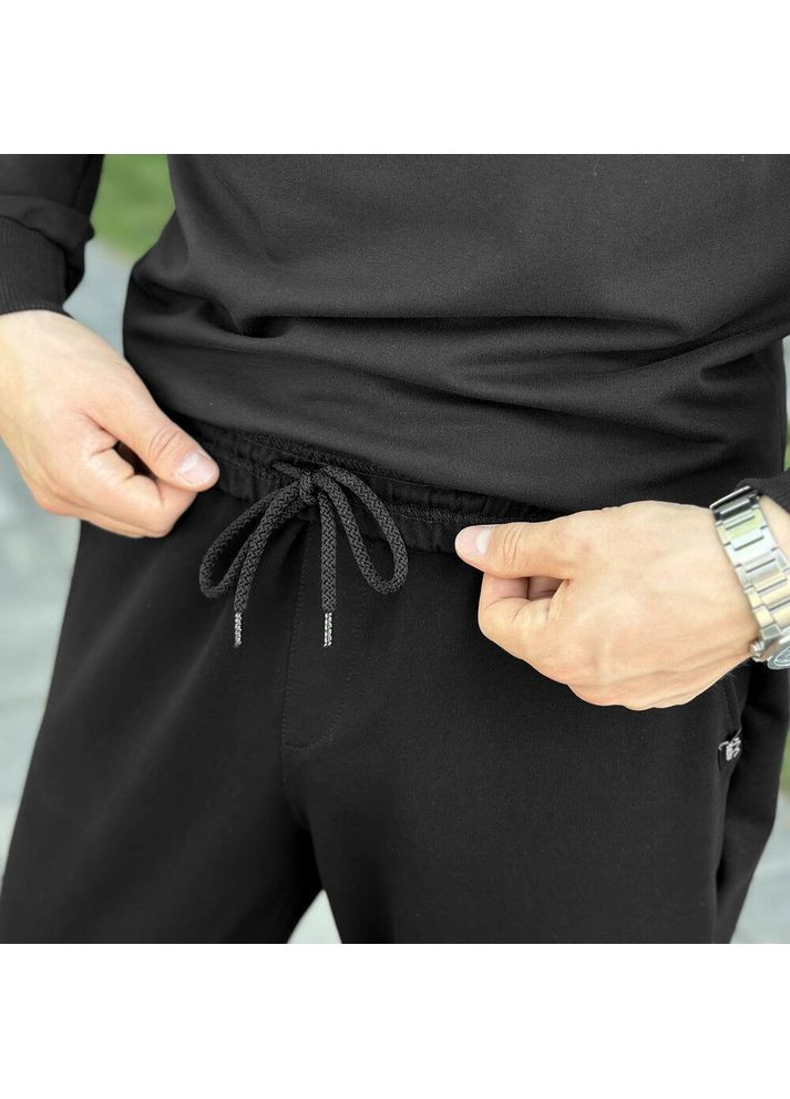 Чоловічі демісезонні штани Джоггери чорні двунитка No Brand (354792689)