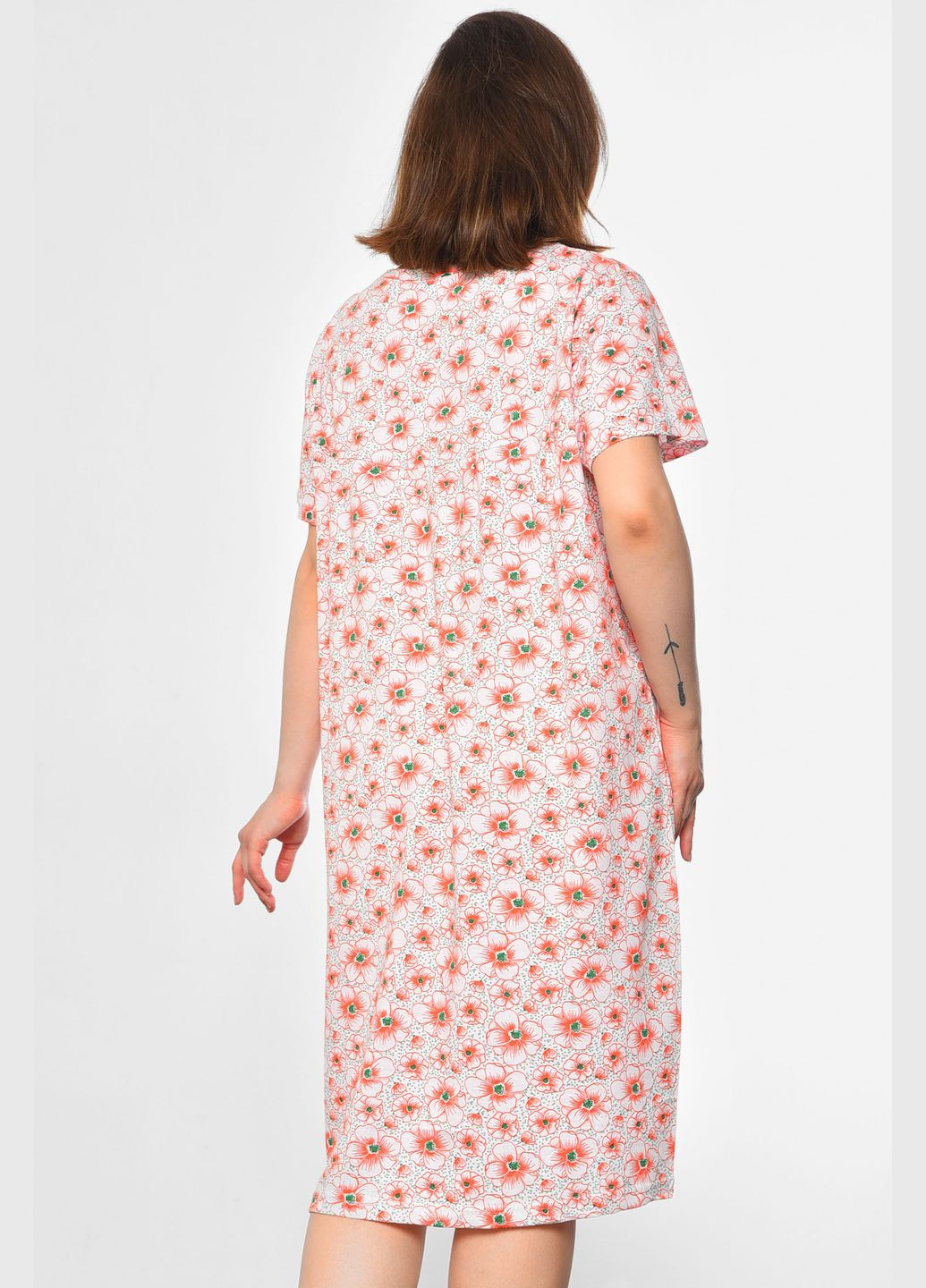 Нічна сорочка жіноча напівбатальна білого кольору з принтом Let's Shop (297128349)