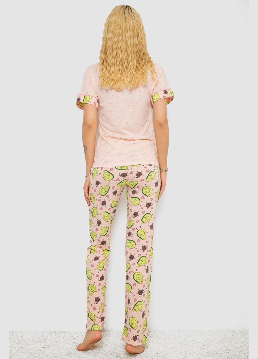 Персикова всесезон жіноча піжама з принтом,, 243r7091 Ager