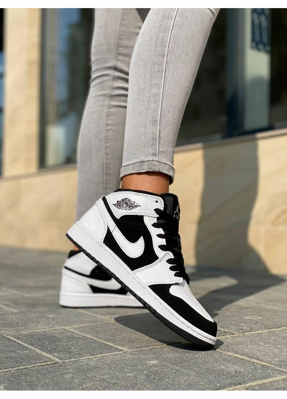 Чорні Осінні кросівки чоловічі nike air jordan 1 retro high white black найк аір джордан No Brand