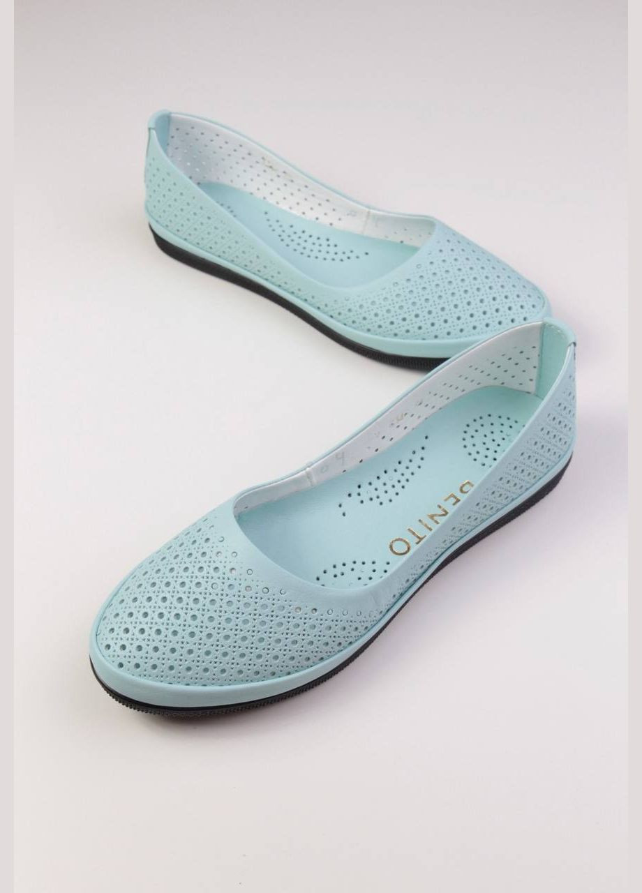 Женские балетки Benito | голубые однотонные натуральная кожа (316646137)