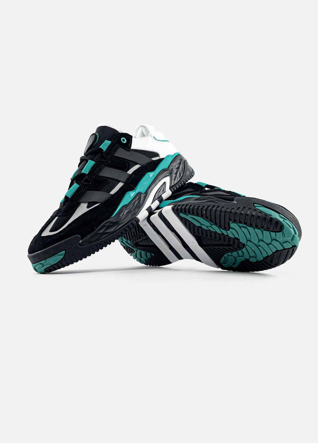 Чорні всесезон кросівки чоловічі adidas niteball black sub green | адідас найтбол чорні зелені No Brand