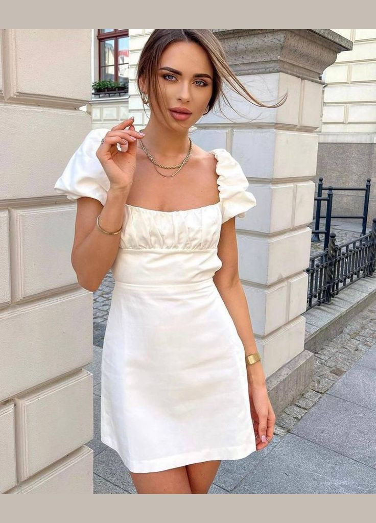 Белое женское платье джинс бенгали No Brand