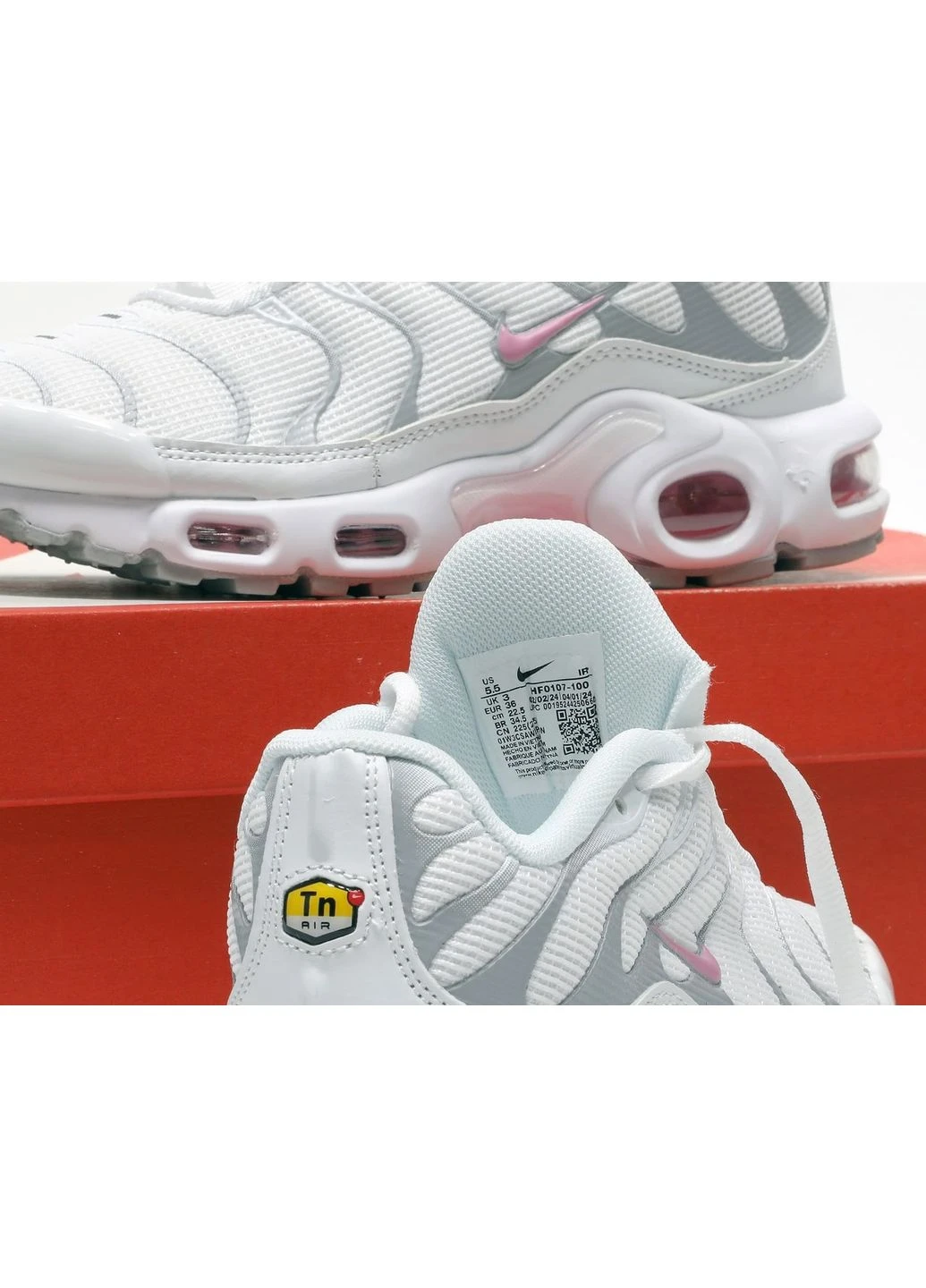 Комбіновані всесезонні кросівки air max tn plus white grey pink No Brand